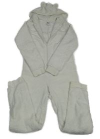 Bílá chlupatá kombinéza s kapucí C&A