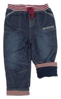 Tmavomodré podšité rifle s pruhovaným pasem M&Co.