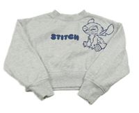 Šedá melírovaná crop mikina se Stitchem Primark