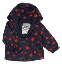 Tmavomodro-červená hvězdičkovaná šusťáková jarní bunda s kapucí Rebel 