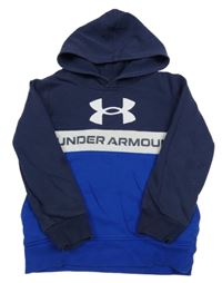 Tmavomodro-safírovo-bílá mikina s logem a kapucí Under Armour