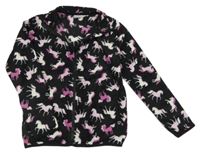 Černá fleecová propínací mikina s jednorožci Young Idols 