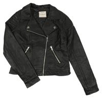 Černý koženkový podšitý crop křivák 