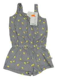 Nové - Tmavomodro-bílý proužkovaný letní overal s citróny Liegelind