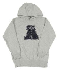 Šedá melírovaná mikina s písmenkem a kapucí Yigga