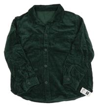 Nové - Tmavozelená manšestrová košilová bunda Dunnes