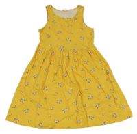 Žluté bavlněné šaty s kytičkami H&M