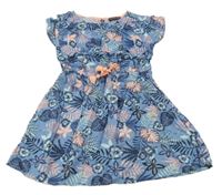 Světlemodro-modro-růžové šaty s květy Inextenso 