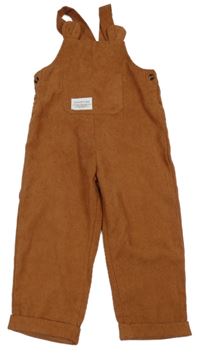 Hnědé žebrované laclové kalhoty s kapsou Shein