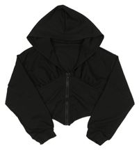 Černá propínací crop mikina s kapucí 