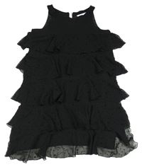 Černé šifonové vrstvené šaty s hvězdičkami H&M