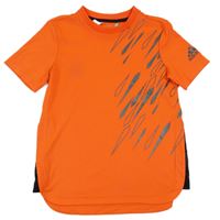 Neonově oranžové vzorované sportovní funkční tričko Adidas 