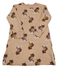 Broskvové teplákové šaty s veverkami H&M