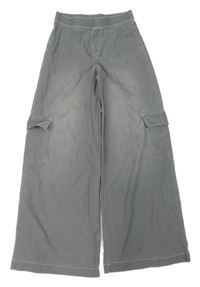 Šedé wide leg cargo teplákové kalhoty H&M