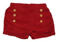 Červené manšestrové podšité kraťasy s knoflíčky Mothercare