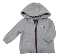 Šedá melírovaná propínací mikina s kapucí Tommy Hilfiger