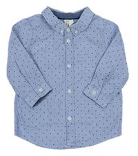 Modrá melírovaná košile s tečkami H&M