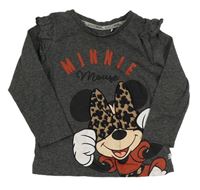 Tmavošedé melírované triko s Minnie a volánky Disney