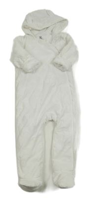 Bílá zateplená kombinéza s hvězdičkami a kapucí s oušky Bluezoo