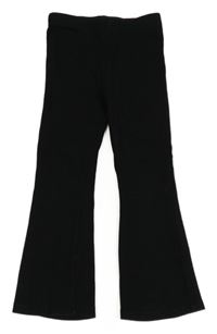 Černé žebrované flare kalhoty F&F