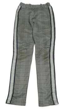 Černo-šedé vzorované tregínové kalhoty s pruhy Y.F.K.