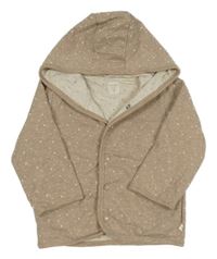 Světlehnědá melírovaná vzorovaná propínací podšitá mikina s kapucí feetje