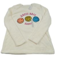 Nové - smetanová plyšová mikina se smajlíky a nápisy St. Bernard