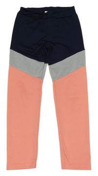 Tmavomodro-šedo-neonově korálové sportovní legíny Topolino