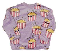 Fialová plyšová mikina s popcornem Next