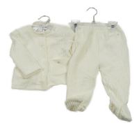 Nové - smetanová žebrovaná plyšová propínací mikina + polodupky Rock-a-Bye Baby