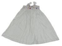 Bílé plátěné letní šaty s květy a flitry H&M