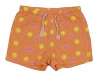 Oranžové kraťasy se sluníčky a srdíčky lupilu