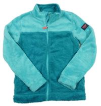 Modrozeleno-jadeitová funkční chlupatá bunda s nášivkou crivit