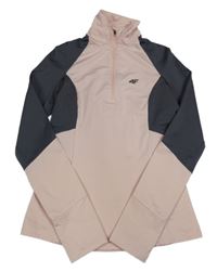 Světlerůžovo-tmavošedá thermo mikina 4F SKi