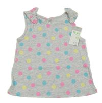 Nové - šedý melírovaný puntíkatý top s mašlemi PRIMARK
