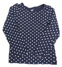 Tmavomodro-bílé puntíkaté triko H&M
