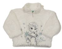 Bílá chlupatá bunda s Elsou Disney