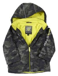 Army šusťáková zimní bunda s nápisy a kapucí C&A