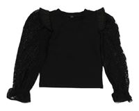 Černá halenka s krajkovými rukávy River Island