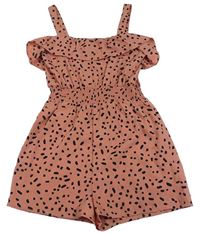 Starorůžový puntíkatý lehký kraťasový overal Primark