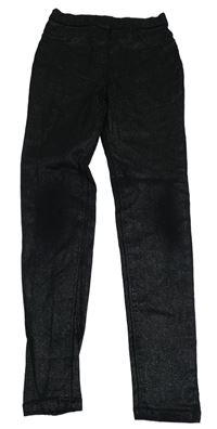 Černé třpytivé elastické skinny kalhoty George