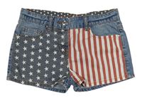 Modro-červeno-bílé riflové kraťasy s americkou vlajkou Denim Co.
