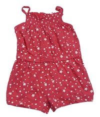 Malinový bavlněný kraťasový overal s hvězdami Primark