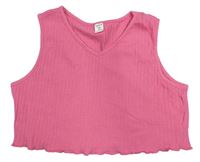 Tmavorůžový žebrovaný crop top Shein