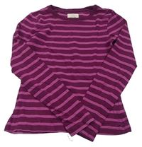 Vínovo-starorůžové pruhované triko H&M