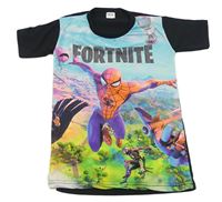 Modro-zeleno-černé tričko se Spidermanem - Fortnite