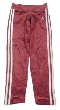 Vínové plyšové legíny s logem Adidas