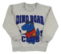 Světlešedá melírovaná mikina s dinosaurem zn. Nutmeg
