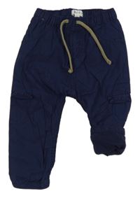 Tmavomodré plátěné podšité cargo kalhoty