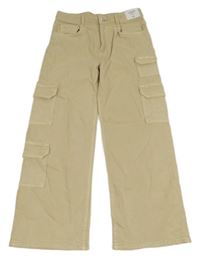 Nové - Béžové wide leg rifle s kapsami H&M